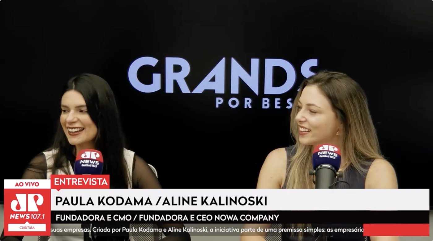 Aline Kalinoski e Paula Kodama em Jovem Pan News Curitiba